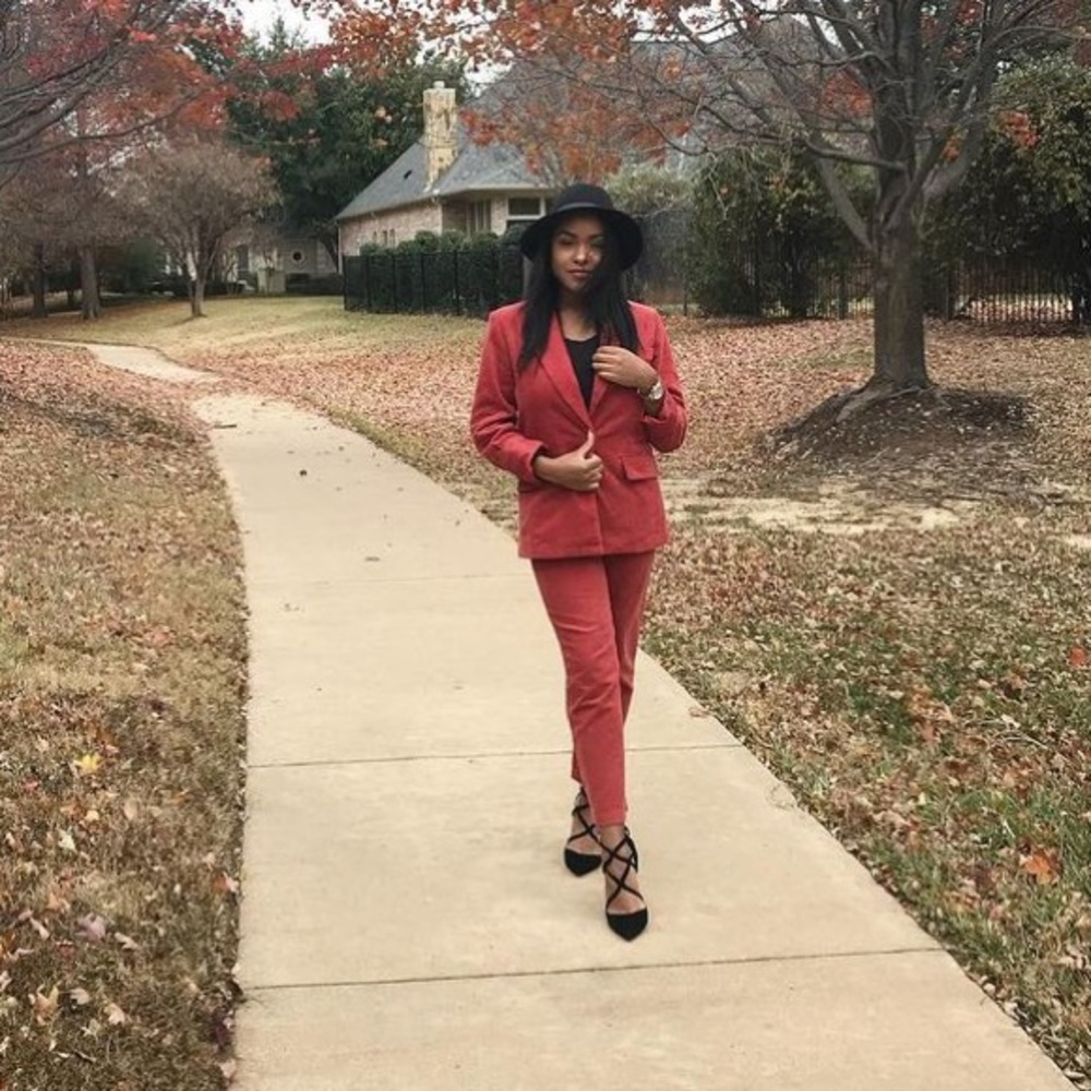 SOLD - Coral Corduroy Pantsuit